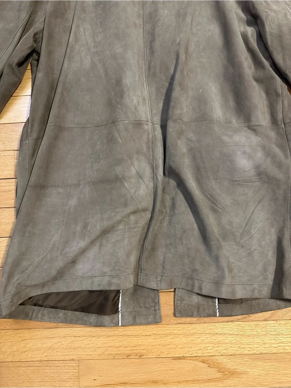 Ben Jacobson Taupe Leather Long Men’s Coat Size Large